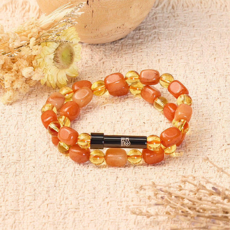 FuAttract Wishbeads Wealth & Positive Energy – Citrine & Red Aventurine Intention Bracelet - 8mm - image 0