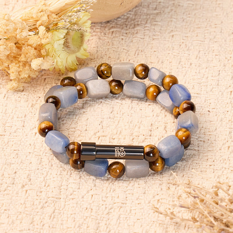 FuAttract Wishbeads Confidence & Strength – Tiger's Eye & Blue Aventurine Intention Bracelet - 8mm - image 0