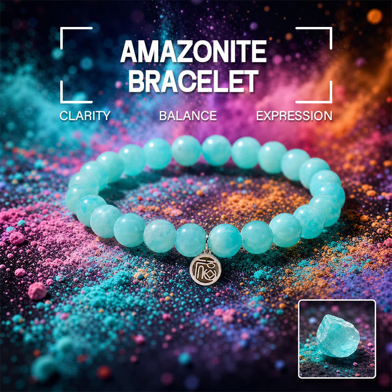 FuAttract Calm Balance & Prosperity Amazonite Fu Symbol Charm Crystal Bracelet - 19cm - image 0