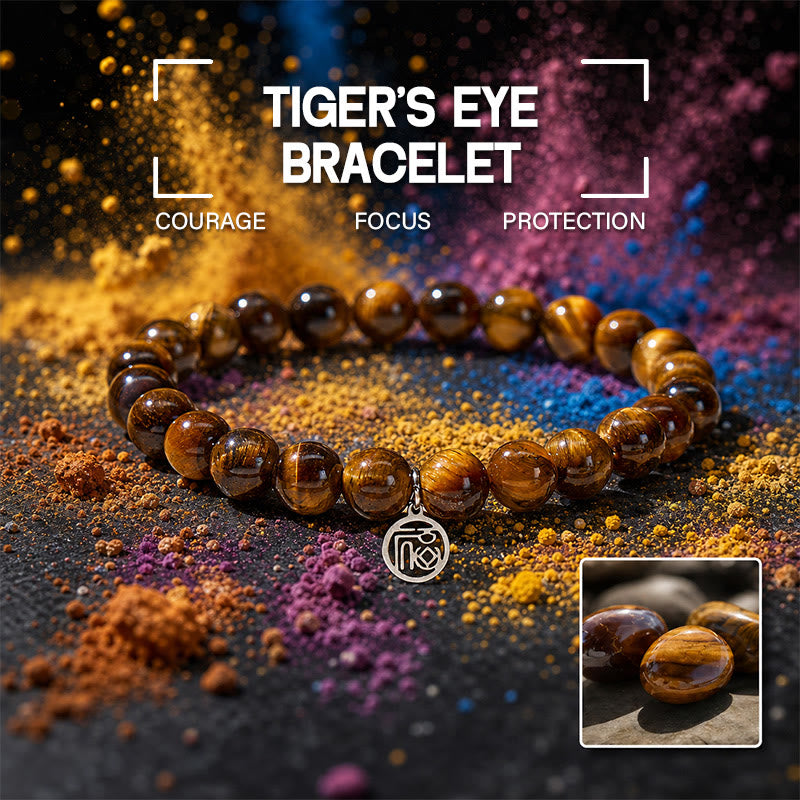 FuAttract Confidence Protection & Prosperity Tiger Eye Bracelet With Fu Charm - 19cm - image 0
