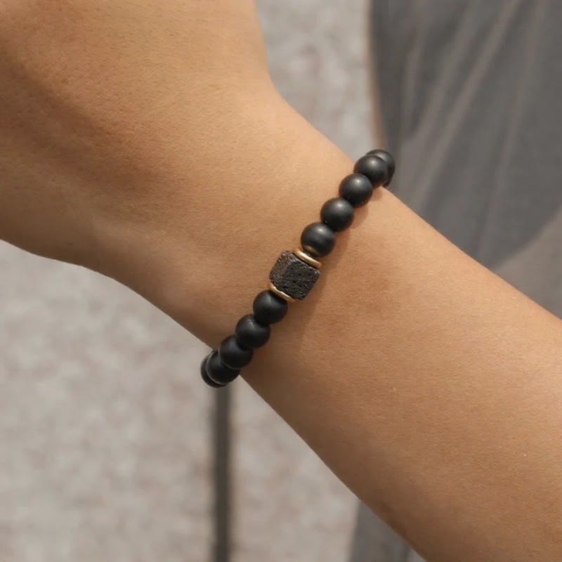 FuAttract Grounding Protection & Stability Lava Rock Black Onyx Vintage Bracelet - image 3