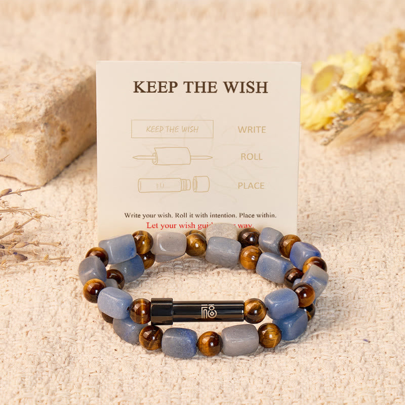 FuAttract Wishbeads Confidence & Strength – Tiger's Eye & Blue Aventurine Intention Bracelet - image 1