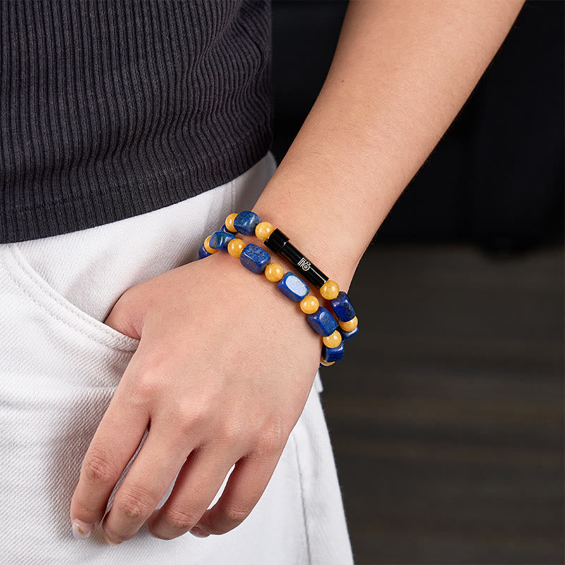 FuAttract Wishbeads Confidence & Wisdom – Yellow Tiger's Eye & Lapis Lazuli Intention Bracelet - image 3