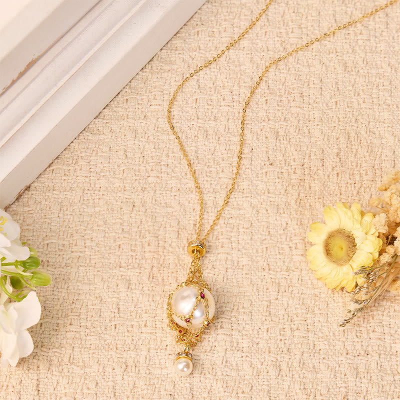 FuAttract Elegance Harmony & Positive Energy Pearl Crystal Mesh Pendant Detachable Necklace - image 1