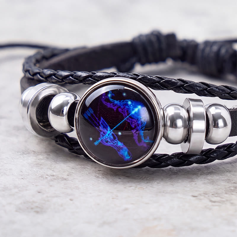 FuAttract Freedom Adventure & Optimism Sagittarius Zodiac Blue Glaze Charm Vintage Leather Bracelet - image 3