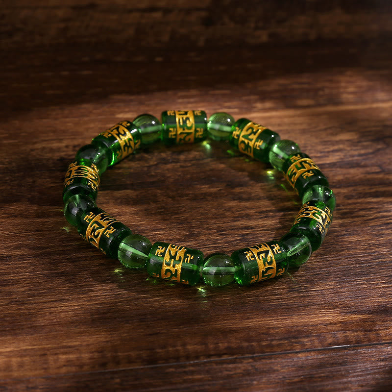 FuAttract Protection Luck & Prosperity Colorful Om Mani Mantra Fortune Money Glaze Bracelet - Green - image 5