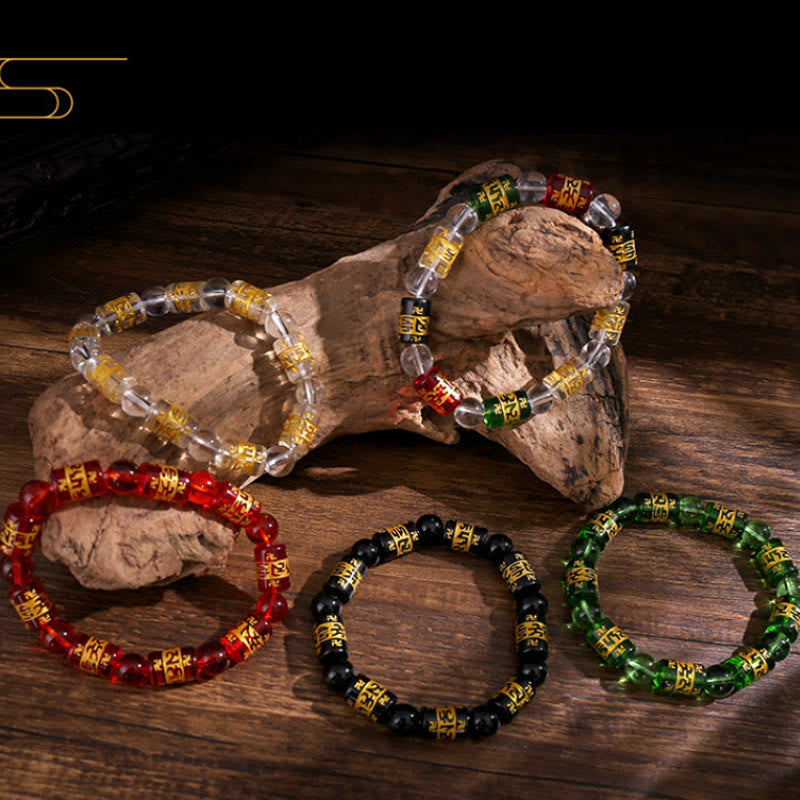 FuAttract Protection Luck & Prosperity Colorful Om Mani Mantra Fortune Money Glaze Bracelet - image 1