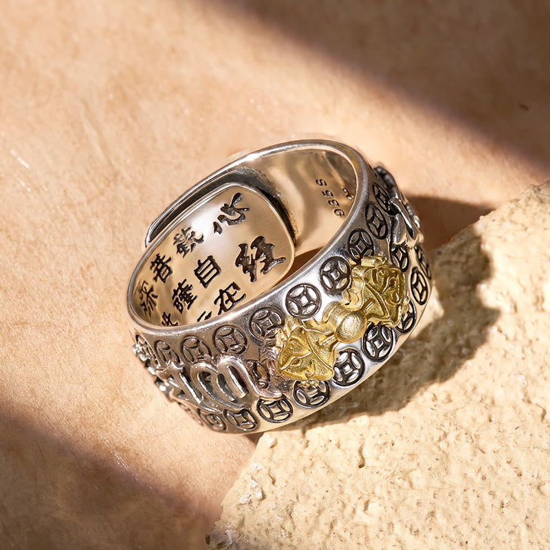 FuAttract Blessing Peace & Guardian Energy Copper Inlay Vajra Pestle Om Mani Padme Hum Ring - image 3