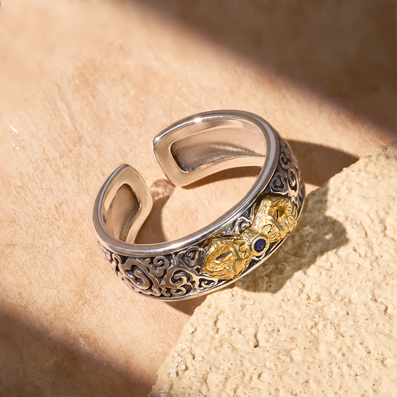 FuAttract Protection Strength & Wisdom Vintage Antique Vajra Pestle Tibetan Style Adjustable Ring - image 3