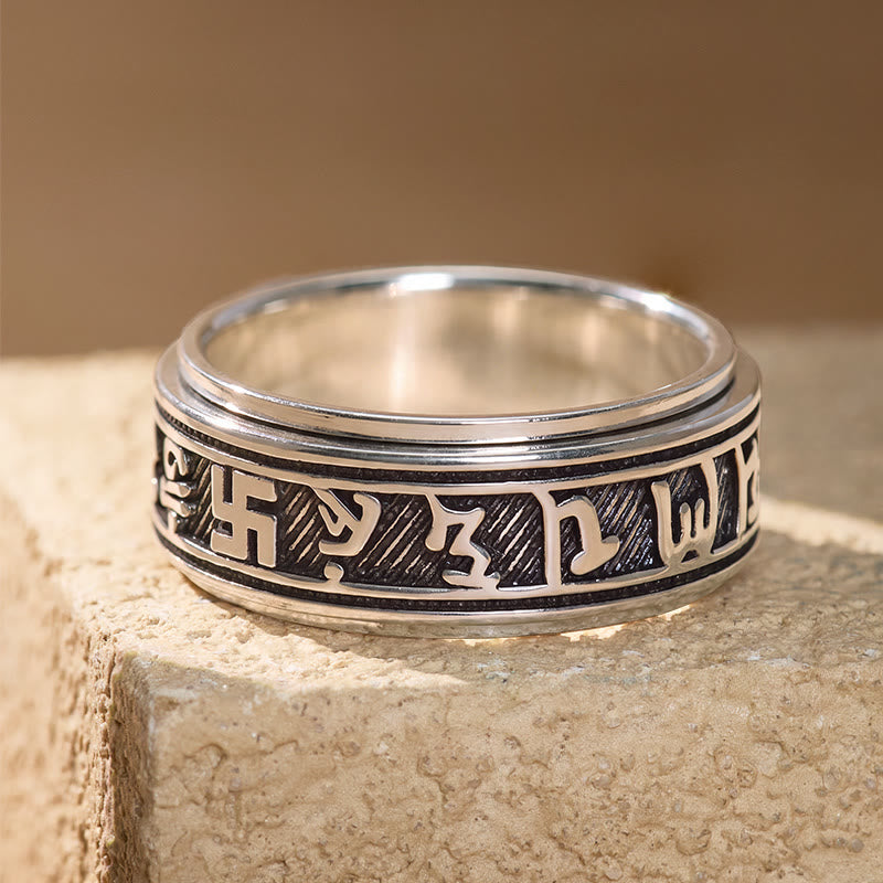 FuAttract Good Fortune & Harmony Om Mani Mantra Engraved Rotating Ring - image 1