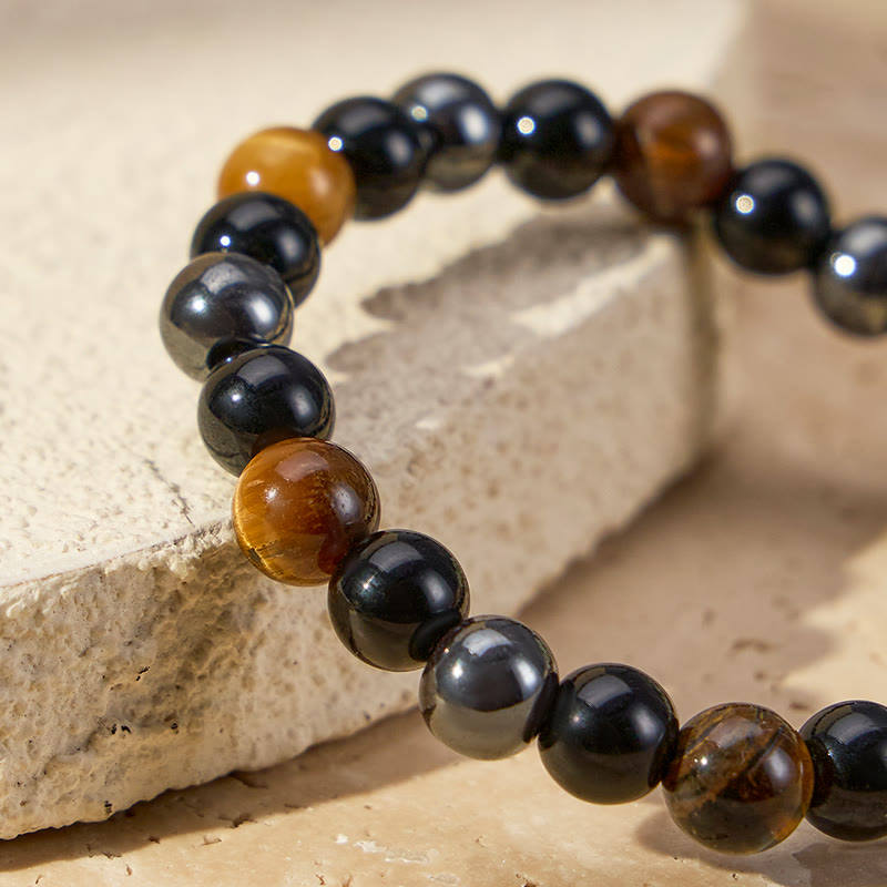 FuAttract Protection & Strength Tiger's Eye Hematite Black Onyx Energy Bracelet - image 4