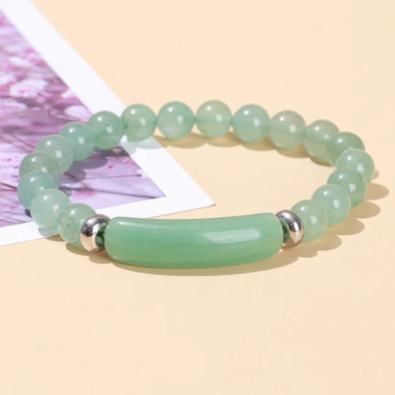 FuAttract Balance Protection & Harmony Natural Stone Irregular Pattern Bridge Charm Bracelet - Green Aventurine - image 8