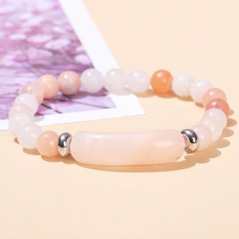 FuAttract Balance Protection & Harmony Natural Stone Irregular Pattern Bridge Charm Bracelet - Pink Aventurine - image 15