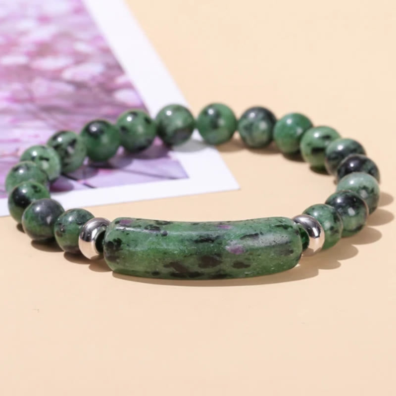 FuAttract Balance Protection & Harmony Natural Stone Irregular Pattern Bridge Charm Bracelet - Ruby Zoisite - image 24