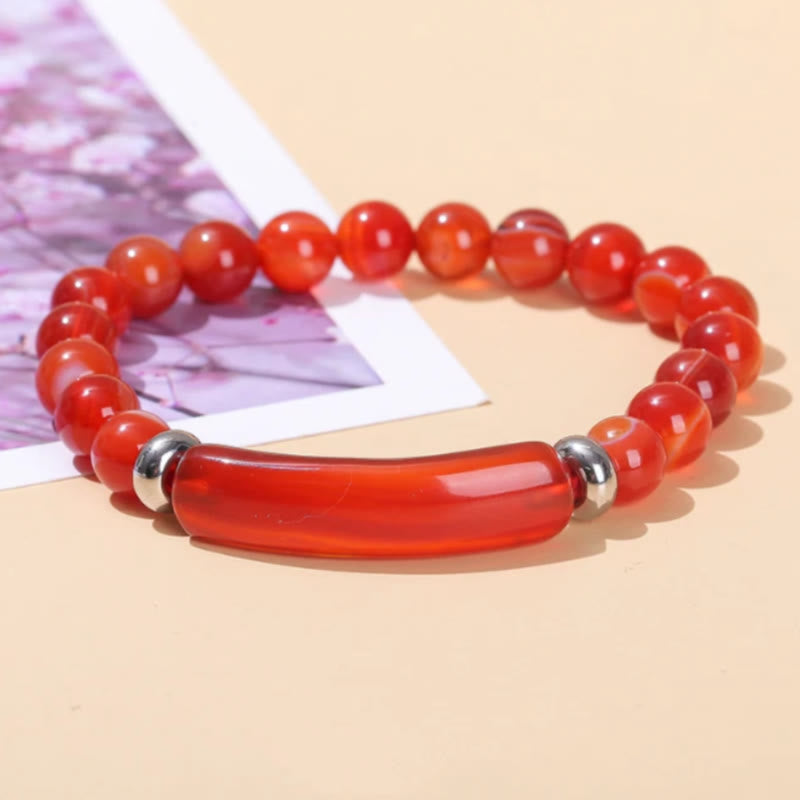 FuAttract Balance Protection & Harmony Natural Stone Irregular Pattern Bridge Charm Bracelet - Red Agate - image 12