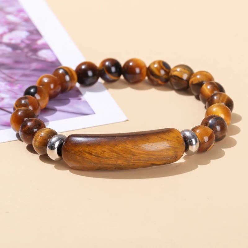 FuAttract Balance Protection & Harmony Natural Stone Irregular Pattern Bridge Charm Bracelet - Yellow Tiger's Eye - image 7
