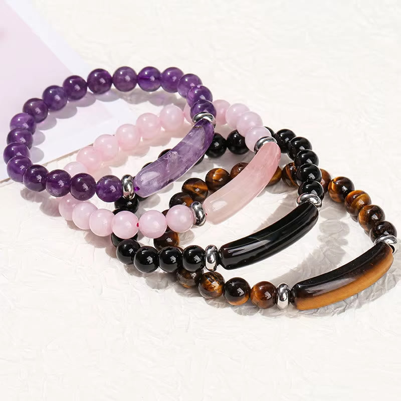 FuAttract Balance Protection & Harmony Natural Stone Irregular Pattern Bridge Charm Bracelet - image 5