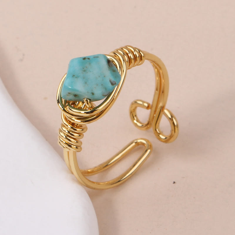 FREE Today: Protection Harmony & Luck Turquoise Irregular Chip Copper Wrapped Ring - Turquoise - image 0