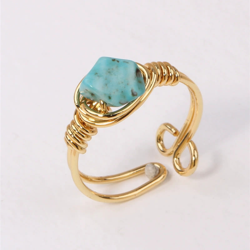 FREE Today: Protection Harmony & Luck Turquoise Irregular Chip Copper Wrapped Ring - image 1