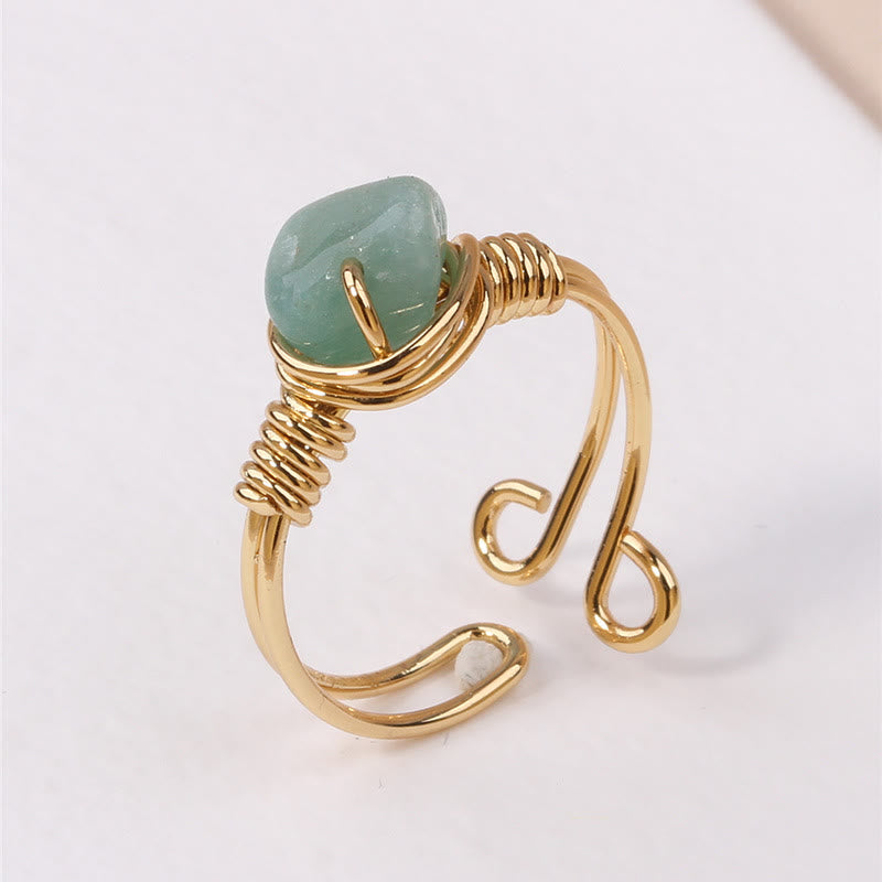 FREE Today: Protection Harmony & Luck Turquoise Irregular Chip Copper Wrapped Ring - Green - image 5