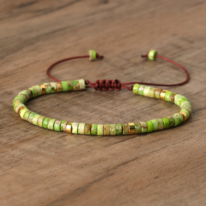 FuAttract Balance Protection & Positive Energy Blue Imperial Stone Tiger's Eye Amazonite Natural Stone Braided Bracelet - Green Imperial Stone - image 7