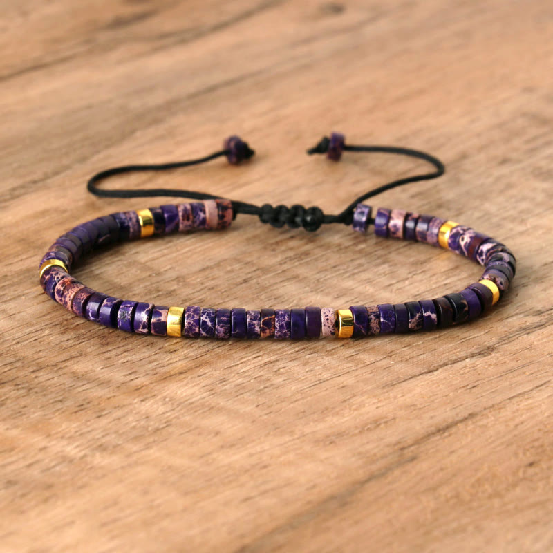 FuAttract Balance Protection & Positive Energy Blue Imperial Stone Tiger's Eye Amazonite Natural Stone Braided Bracelet - Purple Imperial Stone - image 9