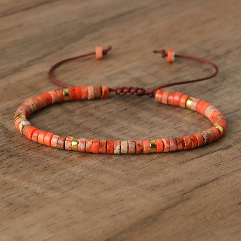 FuAttract Balance Protection & Positive Energy Blue Imperial Stone Tiger's Eye Amazonite Natural Stone Braided Bracelet - Orange Imperial Stone - image 11