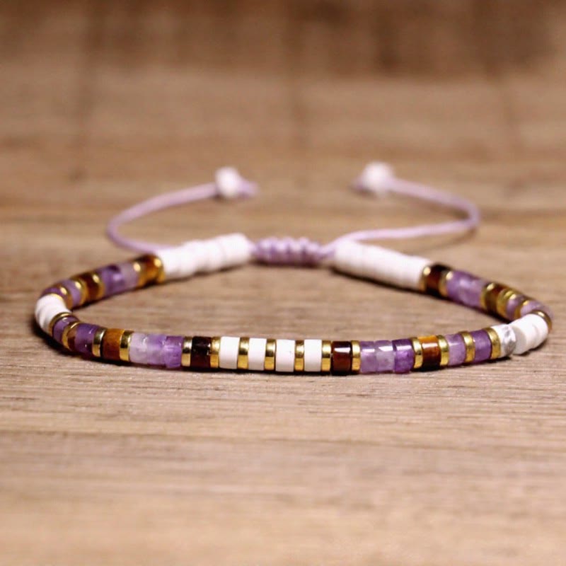 FuAttract Balance Protection & Positive Energy Blue Imperial Stone Tiger's Eye Amazonite Natural Stone Braided Bracelet - Amethyst 2 - image 55