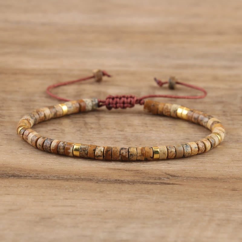 FuAttract Balance Protection & Positive Energy Blue Imperial Stone Tiger's Eye Amazonite Natural Stone Braided Bracelet - Picture Jasper - image 70