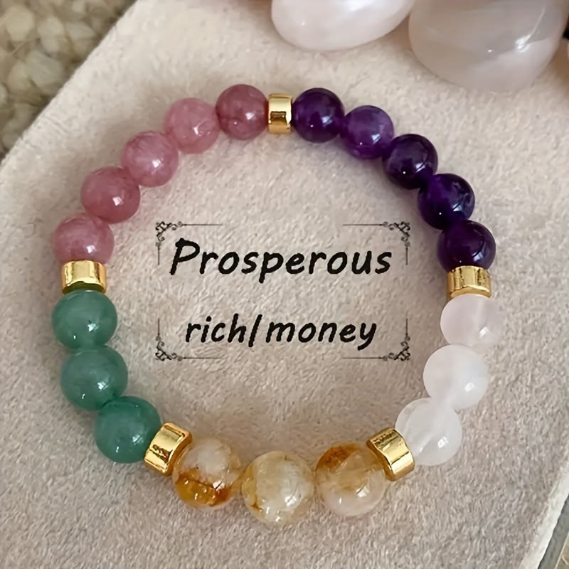 FuAttract Luck Prosperity & Harmony Five Color Crystal Fortune Wealth Bracelet - 8mm - image 0