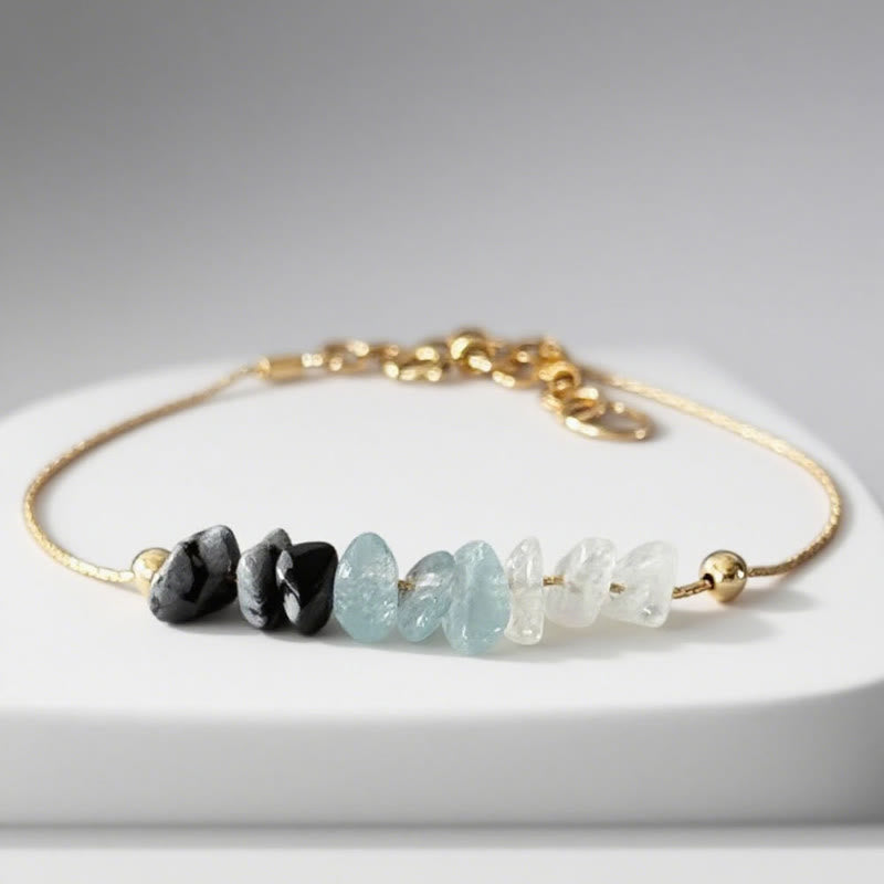 FuAttract Love Harmony & Emotional Balance Strawberry Quartz Lepidolite Moonstone Chips Alloy Bracelet - image 5