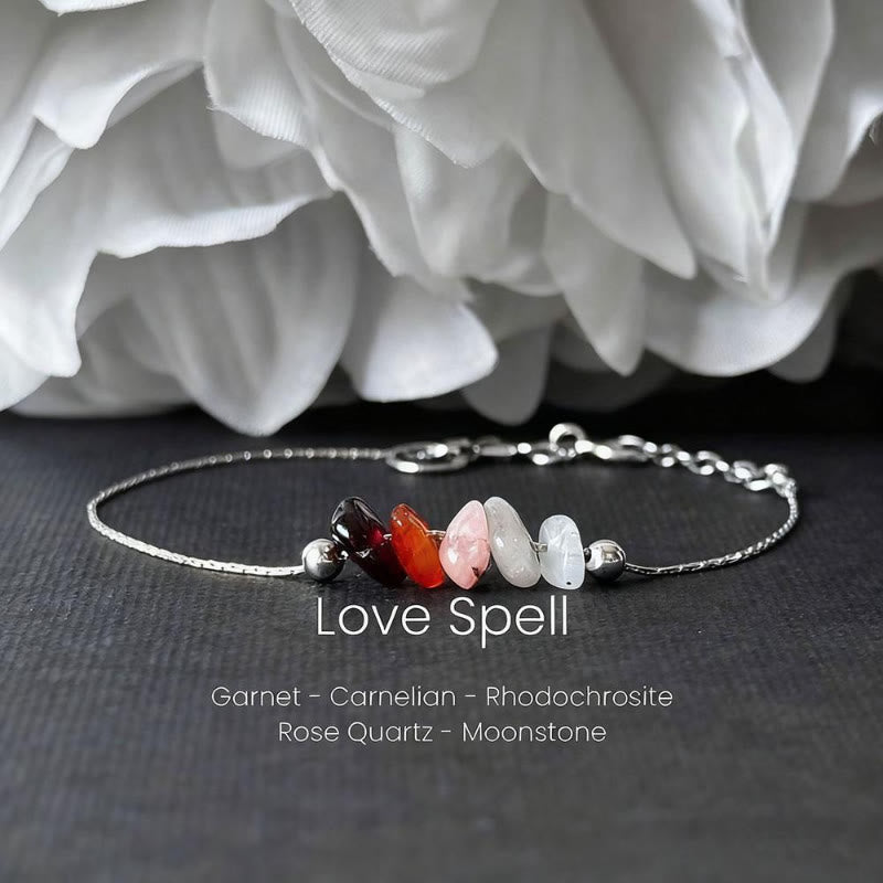 FuAttract Love Harmony & Emotional Balance Strawberry Quartz Lepidolite Moonstone Chips Alloy Bracelet - Silver-Rose Quartz - image 12