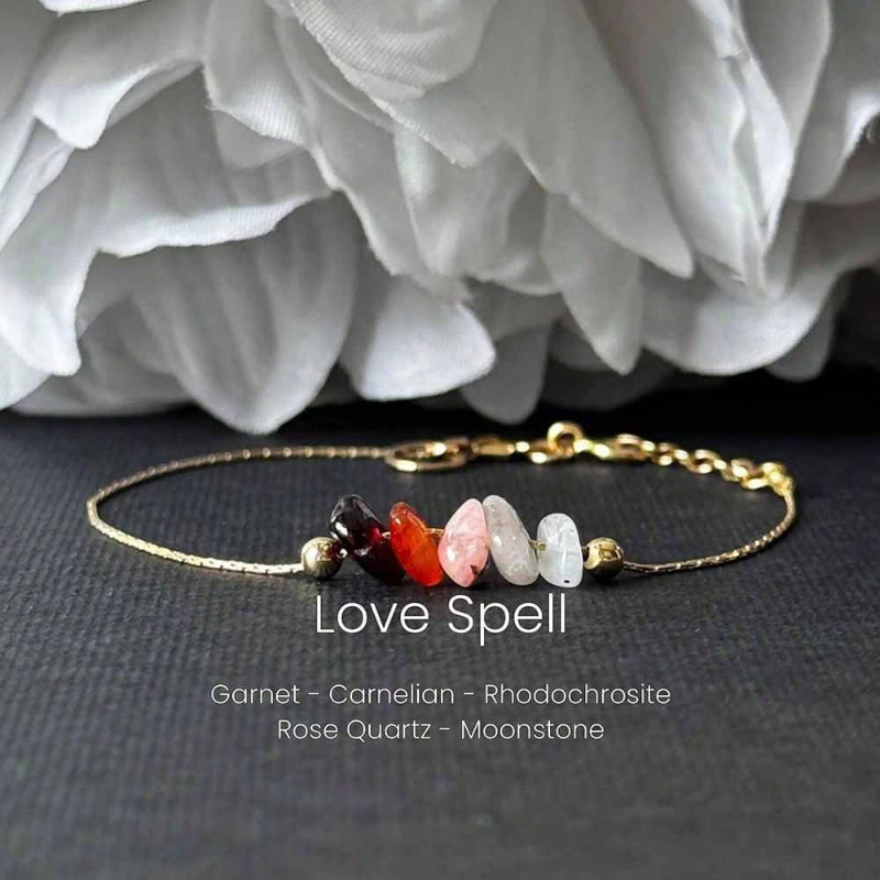 FuAttract Love Harmony & Emotional Balance Strawberry Quartz Lepidolite Moonstone Chips Alloy Bracelet - Golden-Rose Quartz - image 13