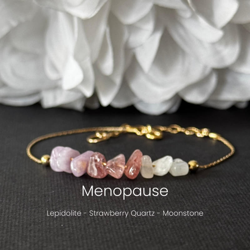 FuAttract Love Harmony & Emotional Balance Strawberry Quartz Lepidolite Moonstone Chips Alloy Bracelet - Golden-Strawberry Quartz - image 1