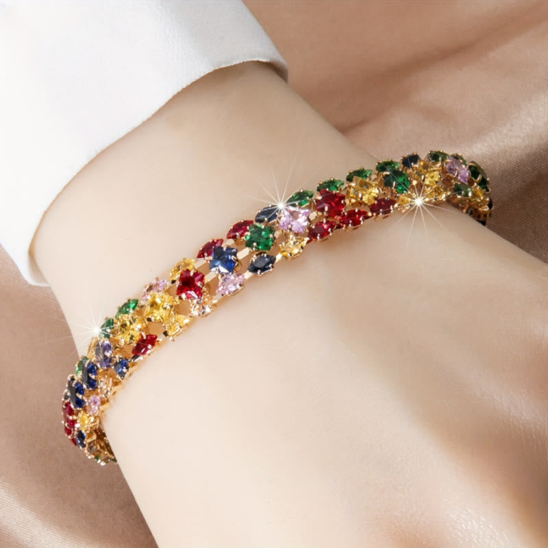FuAttract Elegance Confidence & Beauty Colorful Zircon Copper Fashion Chain Bracelet - image 3