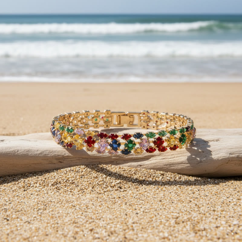 FuAttract Elegance Confidence & Beauty Colorful Zircon Copper Fashion Chain Bracelet - image 1