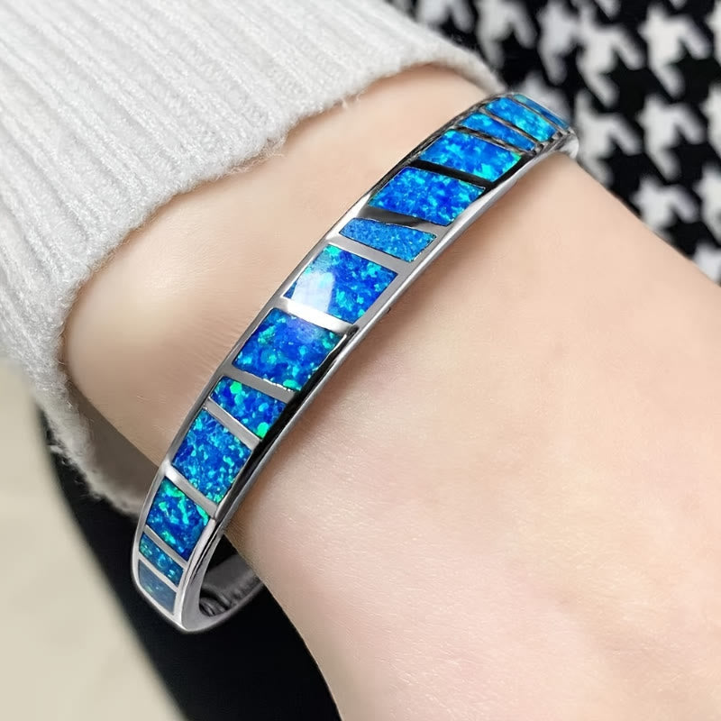FuAttract Freedom Harmony & Balance Blue Opal Square Hawaiian Open Copper Bracelet - image 3