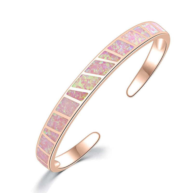 FuAttract Freedom Harmony & Balance Blue Opal Square Hawaiian Open Copper Bracelet - Pink + Rose Gold - image 10
