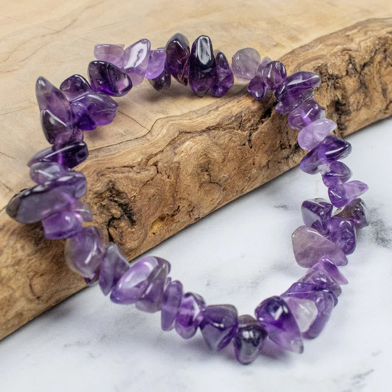 FuAttract Healing Luck & Harmony Natural Crystal & Agate Colorful Irregular Beaded Bracelet - Amethyst Chips - image 5