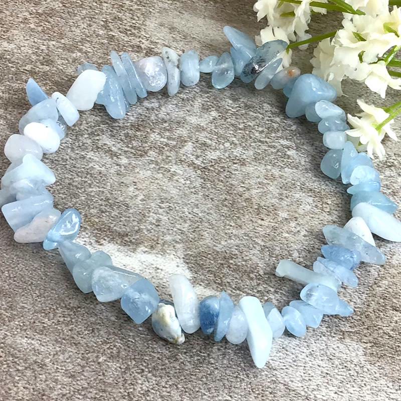 FuAttract Healing Luck & Harmony Natural Crystal & Agate Colorful Irregular Beaded Bracelet - Aquamarine Chips - image 31