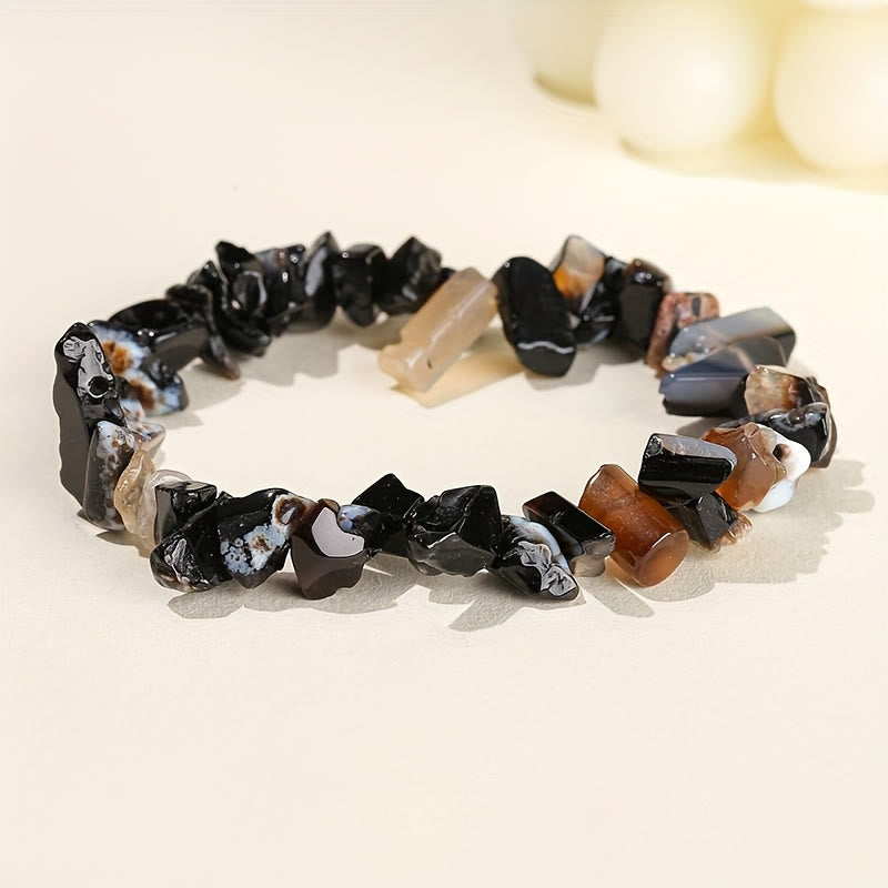 FuAttract Healing Luck & Harmony Natural Crystal & Agate Colorful Irregular Beaded Bracelet - Black Onyx Chips - image 38