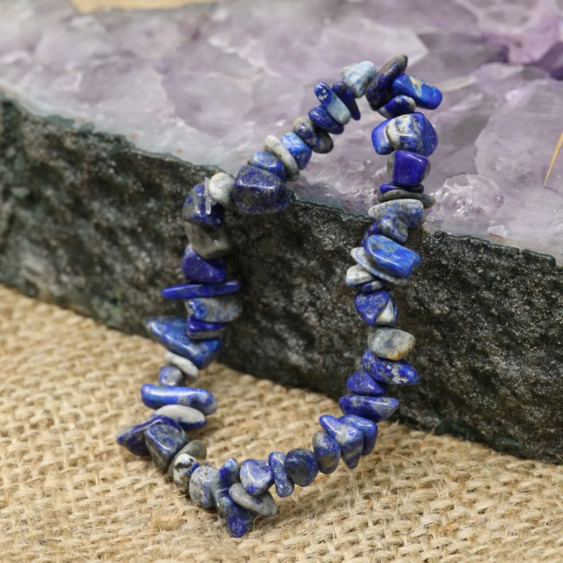 FuAttract Healing Luck & Harmony Natural Crystal & Agate Colorful Irregular Beaded Bracelet - Lapis Lazuli Chips - image 12