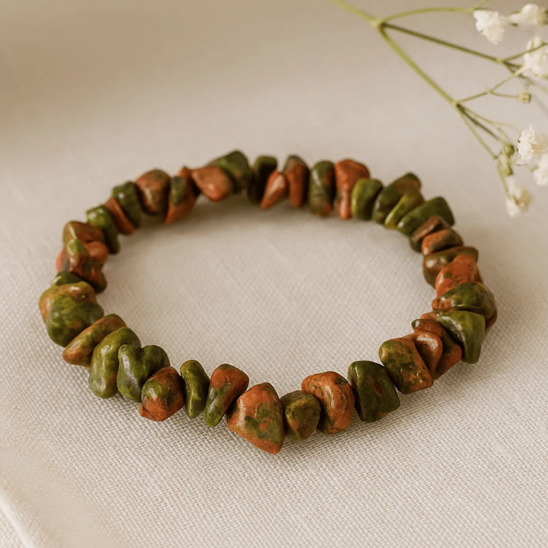 FuAttract Healing Luck & Harmony Natural Crystal & Agate Colorful Irregular Beaded Bracelet - Unakite Chips - image 34