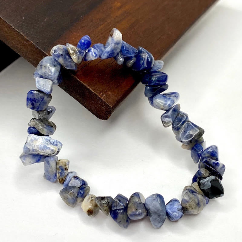 FuAttract Healing Luck & Harmony Natural Crystal & Agate Colorful Irregular Beaded Bracelet - Sodalite Chips - image 10