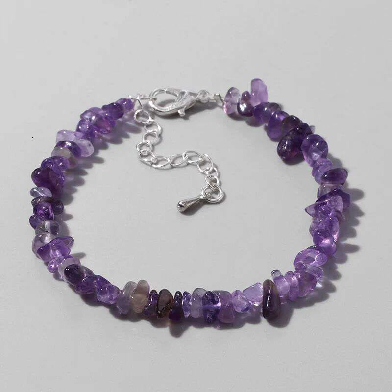 FuAttract Healing Luck & Harmony Natural Crystal & Agate Colorful Irregular Beaded Bracelet - Amethyst Chips+Silver Alloy - image 60