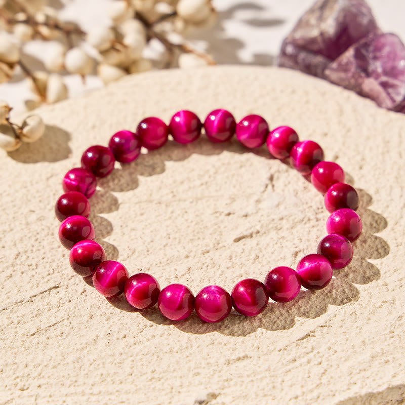 FuAttract Harmony Balance & Positive Vibes Natural Multi Material Stone Fashion Versatile Bracelet - Fuchsia Tiger's Eye - image 48