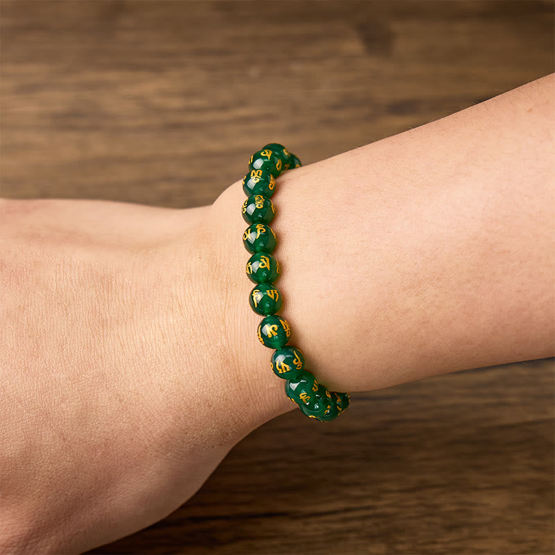 FuAttract Protection Blessing & Harmony Colorful Agate Om Mani Mantra Gold Foil Bracelet - image 10