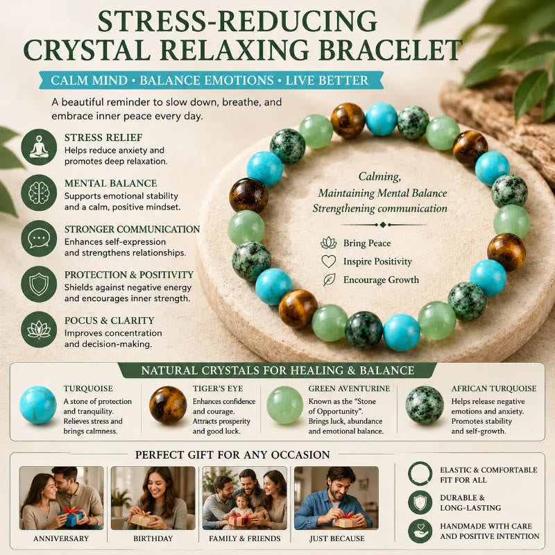 FuAttract Protection Grounding & Confidence Turquoise Tiger's Eye Green Aventurine & African Turquoise Healing Bracelet - image 9