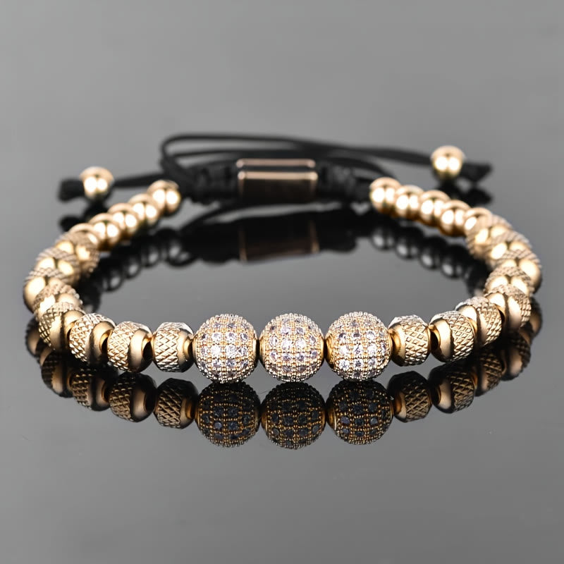 FuAttract Elegance Confidence & Luxury Energy Micro Inlaid Stainless Steel Ball Woven Bracelet - Golden - image 4