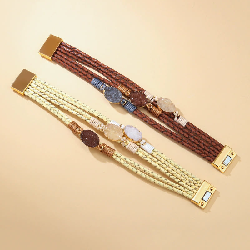 FuAttract Harmony Prosperity & Vitality Clear Quartz Citrine Red Crystal Triple Layer Woven Leather Bracelet - image 4
